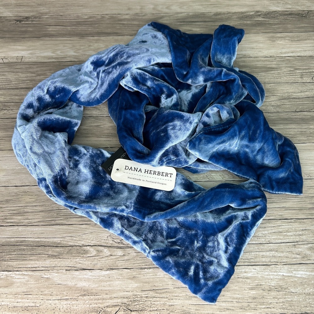 Dana Herbert Silk Velvet Scarf Fairycore Bohemian Whimsigoth Blue